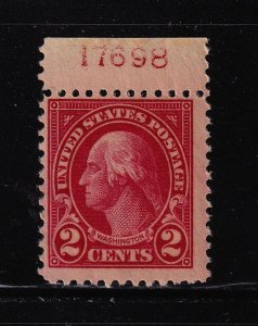 1923 Washington 2c carmine Sc 554 MNH top plate number single CV $15 (T22