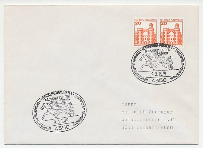 Cover / Postmark Germany 1979 Horse - Trotting - Sulky