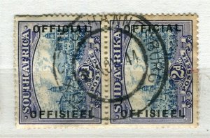 SOUTH AFRICA; 1920s classic OFFICIAL Parliament issue 2d. used Pair