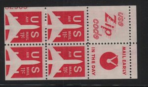 1971 AIRMAIL booklet pane Sc C78a carmine 11c MNH 40% plate no. 32965