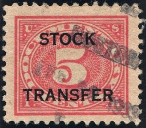 RD4 5¢ Stock Transfer Stamp (1918) Used