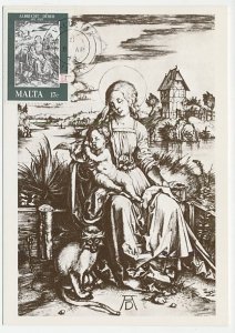 Maximum card Malta 1978 Madonna and Child - Monkey