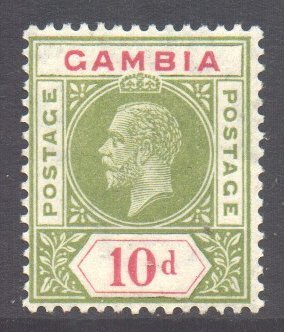 Gambia Scott 95 - SG116, 1921 Script CA 10d MH*