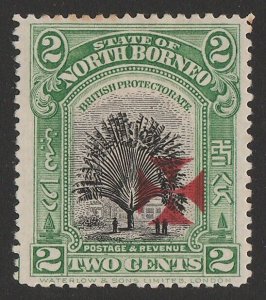 NORTH BORNEO 1916 Red Cross carmine on Tree 2c black & green, perf 13½-14.