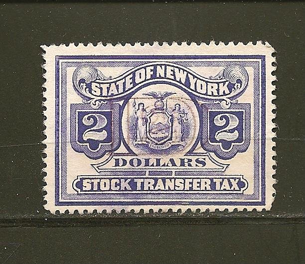 USA State of New York $2.00 Stock Transfer Tax Stamp Used