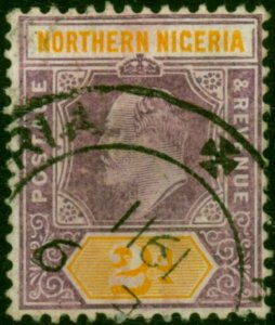 Northern Nigeria 1907 2d Dull Purple & Yellow SG22ba 'Damaged Frame & Crown' ...
