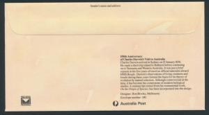 Australia PrePaid Envelope 1986 150th Anniversary Charles Darwin visit