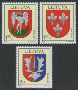 2008 Lithuania 992-994 Ancient Coats of Arms XVII
