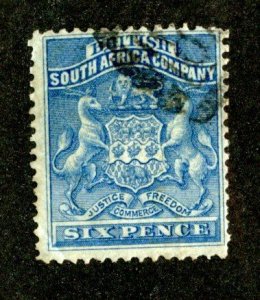 1892 Rhodesia Sc#6 used ( 1716 BCX2 )