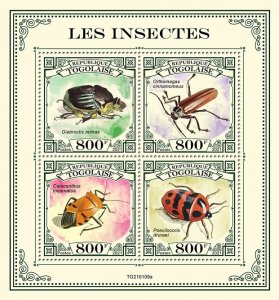 TOGO - 2021 - Beetles - Perf 4v Sheet - Mint Never Hinged