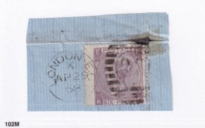GB # 45a PLATE 6 DEEP LILAC ON PIECE LONDON CANCEL CAT VALUE $85+