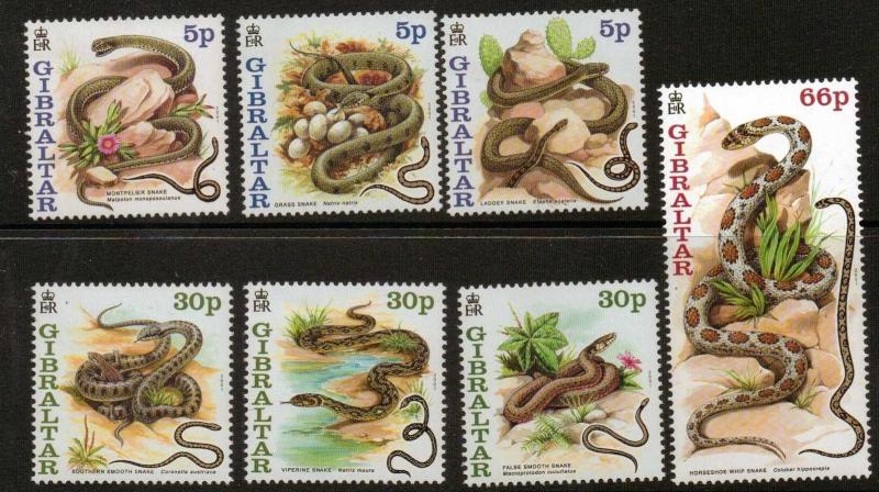 GIBRALTAR SG960/6 2001 SNAKES  MNH