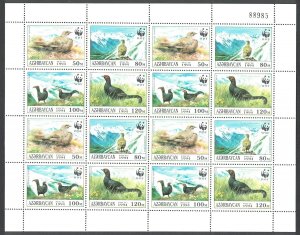 Azerbaijan Birds WWF Caucasian Black Grouse Sheetlet of 4 sets 1994 MNH