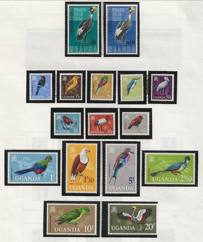 UGANDA Sc 95-110 NH issue of 1965 - BIRDS 