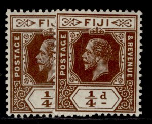 FIJI GV SG125 + 125a, ¼d SHADE VARIETIES, M MINT.