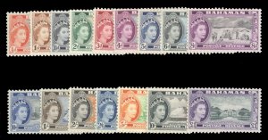 Bahamas #158-173 Cat$86.20, 1954 QEII, complete set, never hinged