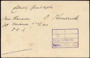 Germany 1912 East Africa MUHESA DOA Postal Card Cover to Celle 85512