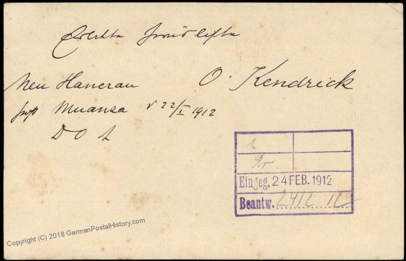 Germany 1912 East Africa MUHESA DOA Postal Card Cover to Celle 85512