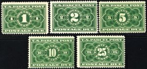 JQ1-5, Mint Neat HR 1¢-25¢ - Parcel Post Set SCV $257.00 - Stuart Katz