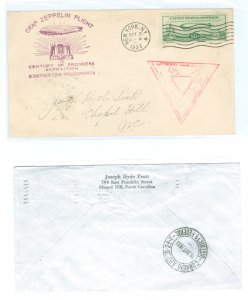 US C18 1933 50c Baby Zep canceled in NYC on 10/2/33, The First Day of Issue, paid the fee to fly this cover on the Graf Zeppel