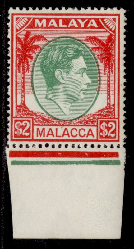 MALAYSIA - Malacca GVI SG16, $2 green & scarlet, NH MINT. Cat £32.