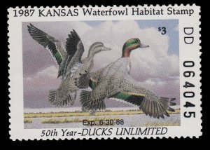 Kansas #1 1987 Hunting Permit Stamp MNH