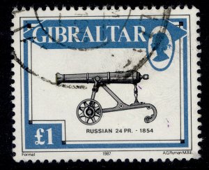 GIBRALTAR QEII SG579, 1987 £1 Russian 24-pounder gun, FINE USED.