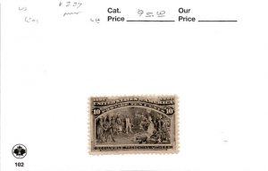 United States Postage Stamp, #237 Mint LH, 1893 Columbus (AK)