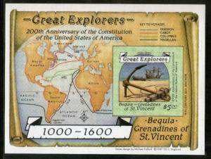 St. Vincent Grenadines - Bequia 1988 Great Explorers Map Anchor Ship Boat IMP...