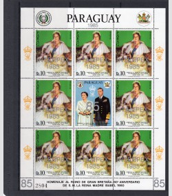 Paraguay 1985 QUEEN MOTHER Silver Ovpt. Stampex'85 Perforated Mint (NH)