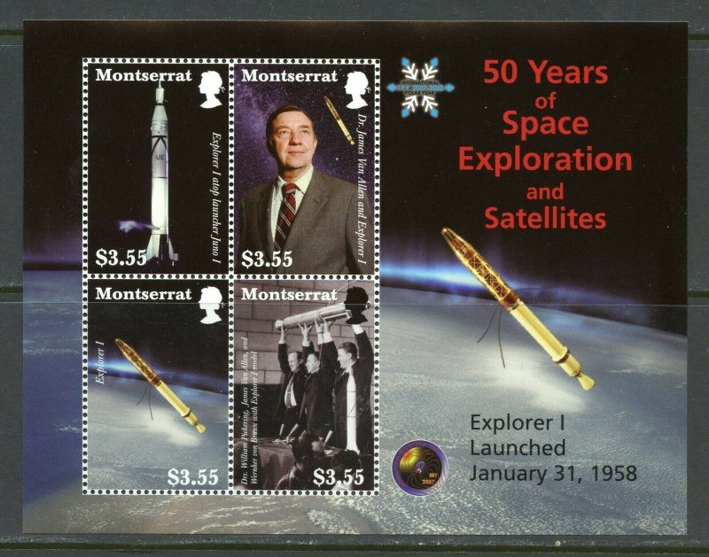 MONTSERRAT  50 YEARS OF SPACE EXPLORATION & SATELLITES EXPLORER 1  SHEET MINT 