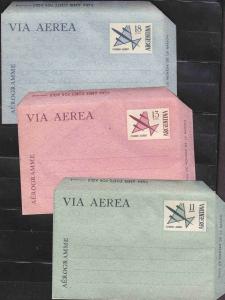 ARGENTINA POSTAL STATIONERY AEROGRAMME SET OF 3 DIFF. 001...