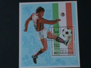 ​NICARLAGUA-1986-WORLD CUP SOCCER-MEXICO'86-CTO -S/S VF FANCY CANCEL