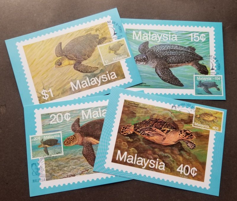 *FREE SHIP Malaysia Turtles 1990 Ocean Marine Life Underwater (maxicard)