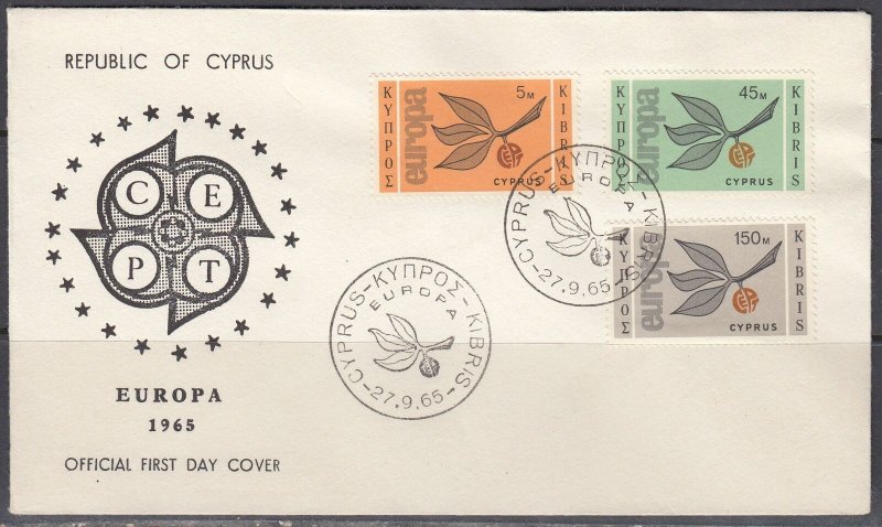 Cyprus Scott 262-4 FDC - 1965 Europa Issue