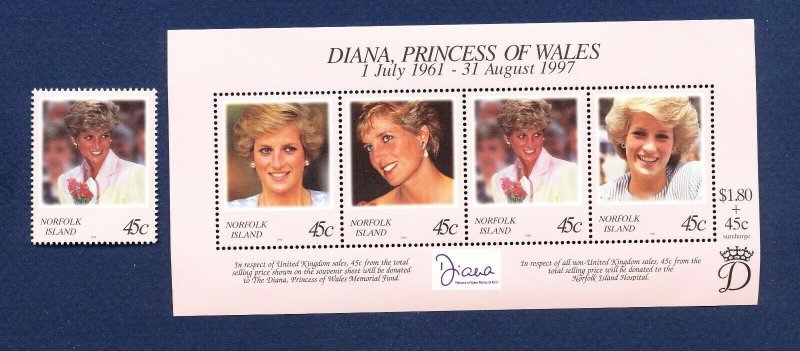 NORFOLK ISLAND - 644-645  - VF MNH -  Lady Diana of Wales -