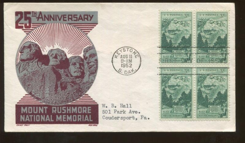 1952 Keystone South Dakota Mount Rushmore National Memorial First Day Cover