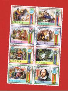 Liberia #1060 VF used sheet of 8 Shakespeare