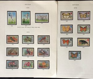 COLLECTION OF ANTIGUA STAMPS FROM 1971-75 IN ALBUM PAGES - ALL MINT NH STAMPS