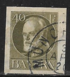 Bavaria - Scott #126 40pf Olive green Ludwig III - Imperf - F VF Used