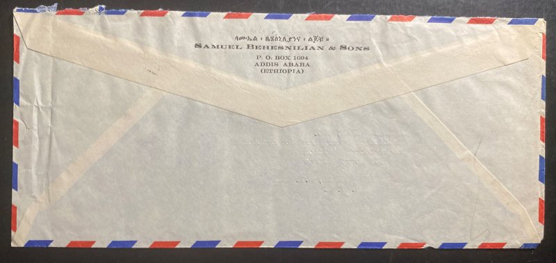 1950s Addis Ababa Ethiopia Airmail Commercial Cover To Remington New York Usa 