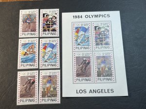 PHILIPPINES # 1699-1705-MINT/NEVER HINGED--COMPLETE SET + SOUVENIR SHEET----1984