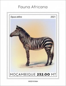 Mozambique - 2021 African Fauna, Equus Zebra - Stamp Souvenir Sheet MOZ210104b4