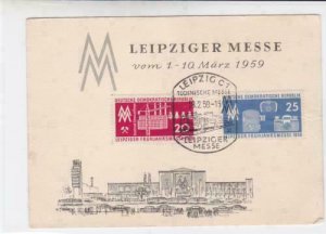 germany ddr leipziger messe 1959 railway slogan stamps card creased  r19686 