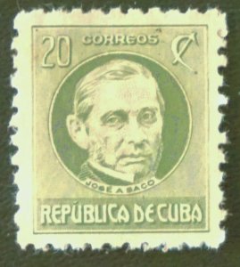 CUBA Sc# 307b  JOSE A SACO  20c  1930  MOG  #1  see pics