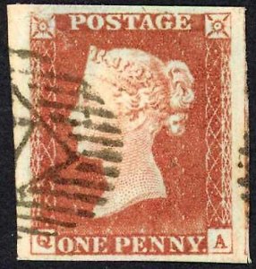 1841 Penny Red (QA) Plate 55 SUPERB Four Margins Cat 38++ Pounds 