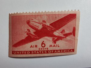 SCOTT #C25A SINGLE SIX CENT AIR MAIL PANE MINT NEVER HINGED BEAUTY