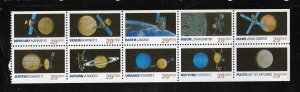 UNITED STATES, 2577A, MNH BKLT PANEOF 10,PLANETS