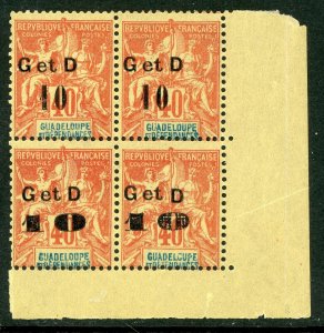 Guadeloupe 1903 French Colony 10¢/40¢ Commerce SG #54c & 54d in Block MNH D877