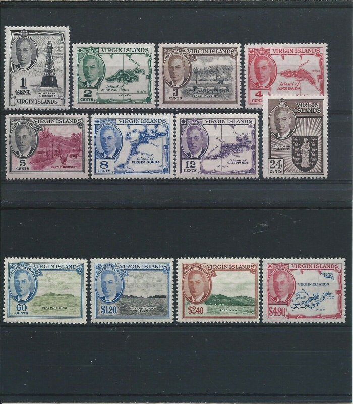 British Virgin Is 1952 Set of twelve MM SG 136/147 Cat £50